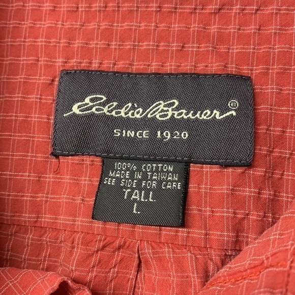 Eddie Bauer 100% Cotton Short Sleeve Button Down Shirt Large Tall Colour Salmon - Picture 7 of 10